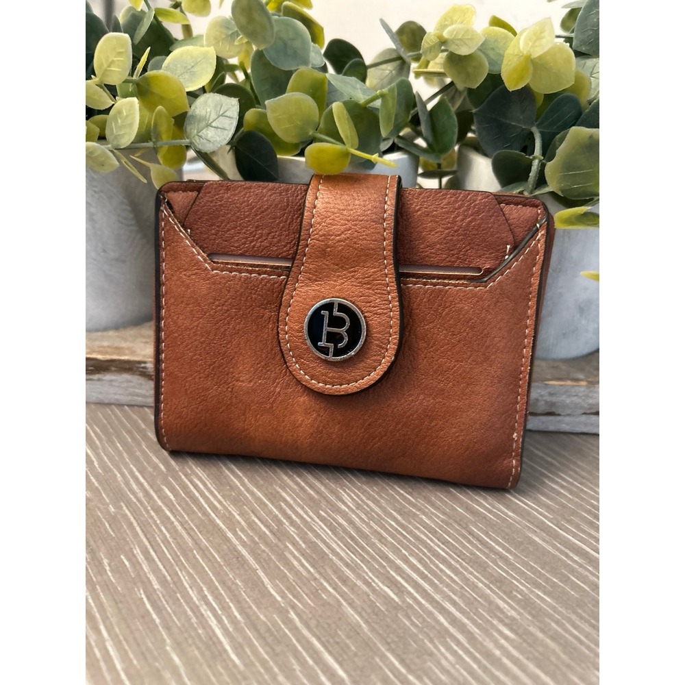 BOSTANTEN women's small bifold leather wallet RFID BROWN LEATHER‎